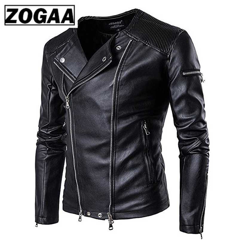 

Zogaa Men's PU Leather Jacket Men Fitness Fashion Male Moto & Biker Leather Jacket 211111, Black