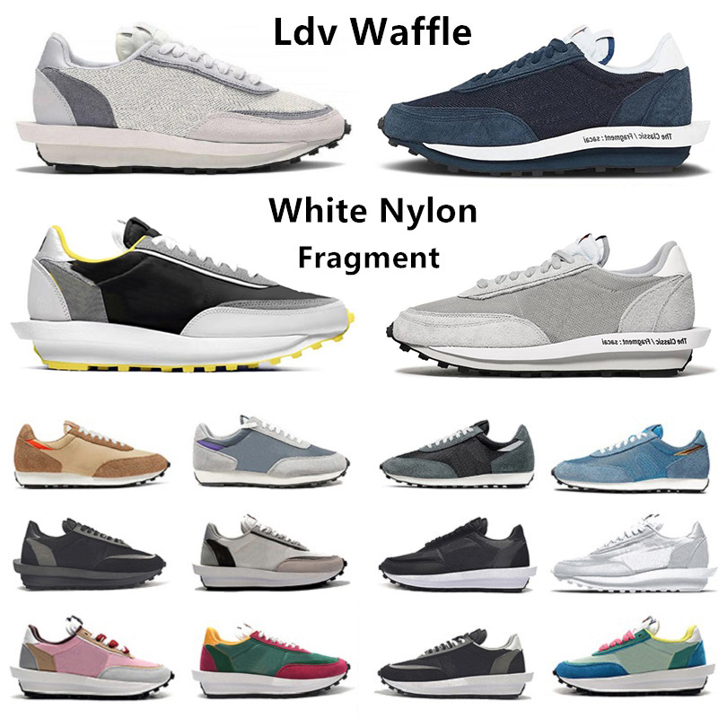 

LDV Waffle Mens Casual Shoes Fragment x Blackened Blue Light Smoke Grey Daybreak Summit White Black Nylon Wolf platform Women men trainers Sports Sneakers Jogging, Color#24