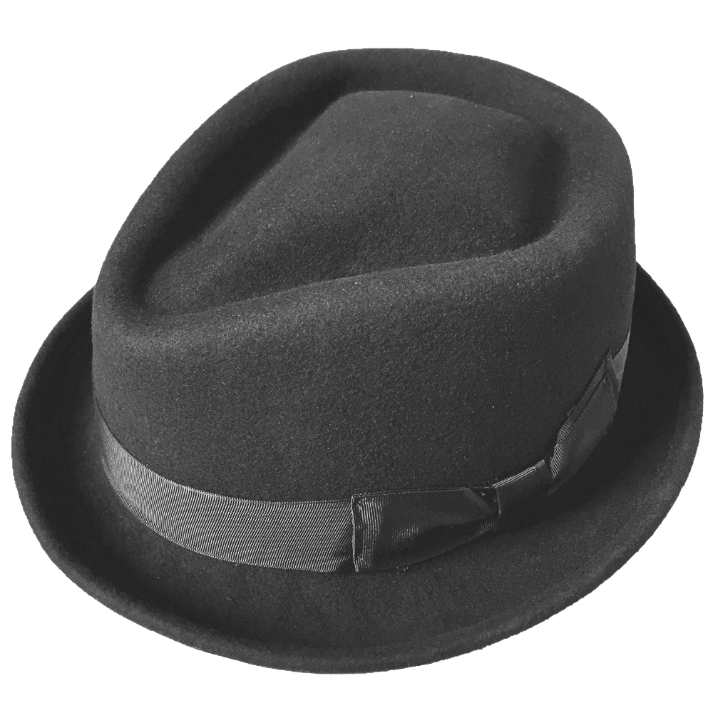 

2021 New Black and Brown Wool Felt Trilby Fedora Hat -diamond Crown Mku1