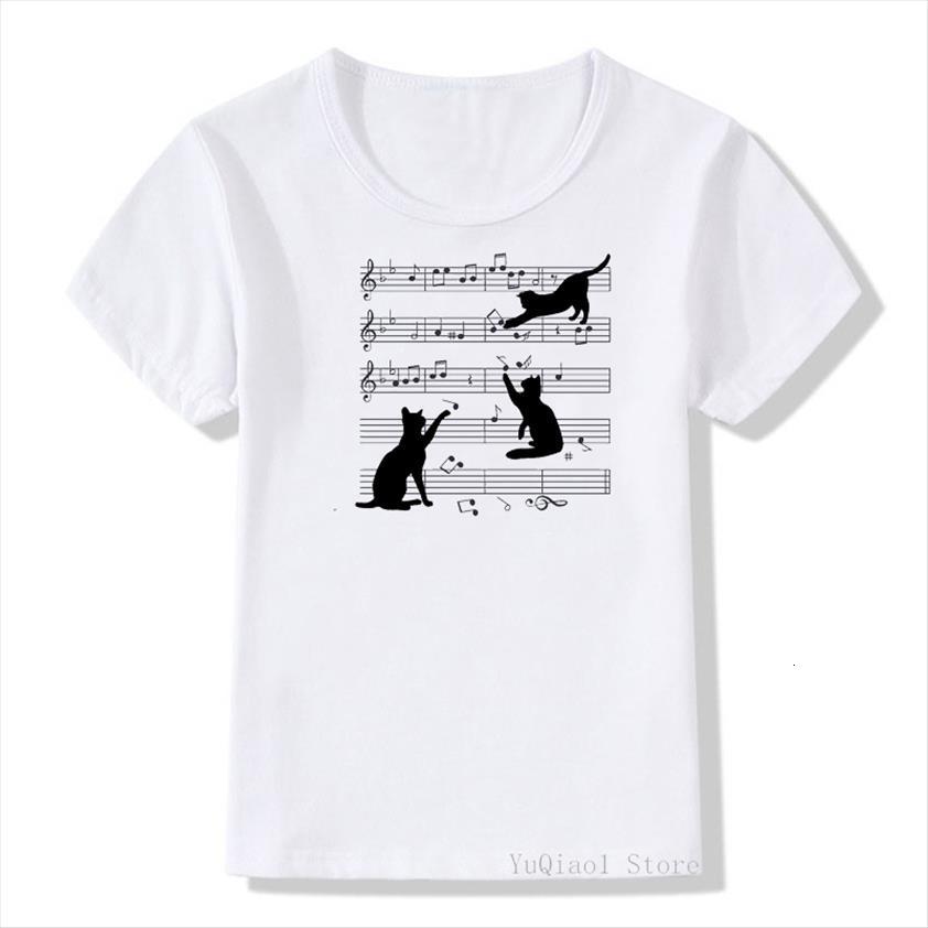 

Cute Black Cat With Nbsp Music Notes Print Funny Kids T Shirts Summer White Top For Girls Kittens Shirt Unisex, Blue