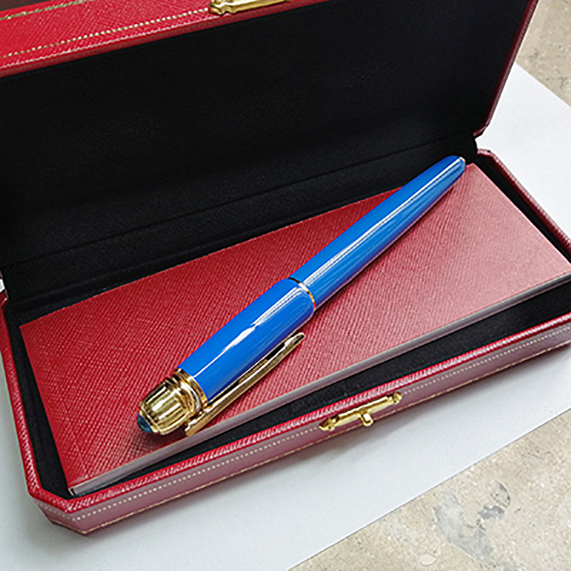 

High Quality Luxury Pen Blue smooth Penholder Transition Metal Pens Box As Gift Ball Point With Jewel, As pictured show
