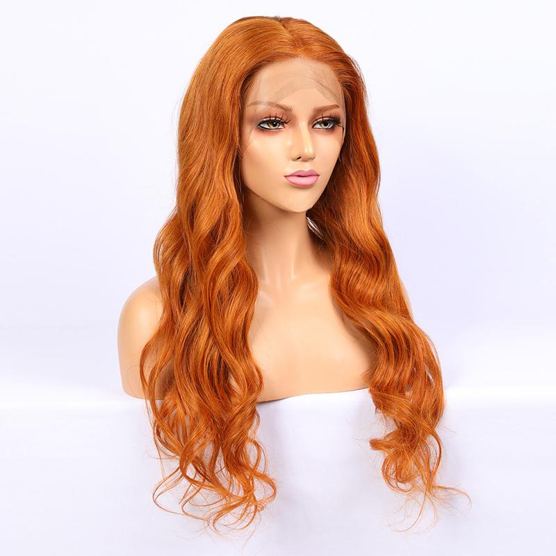 

Lace Hair Wig Long Natural Body Wave Lace Wigs Women's Orange, As the picture shows