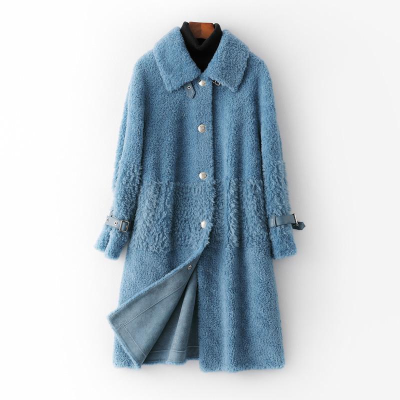 

Women's Fur & Faux Winter 100% Wool Jacket Autumn Women Clothes 2021 Real Coat Female Korean Vintage Sheep Shearling Suede Lining ZT4321, Black