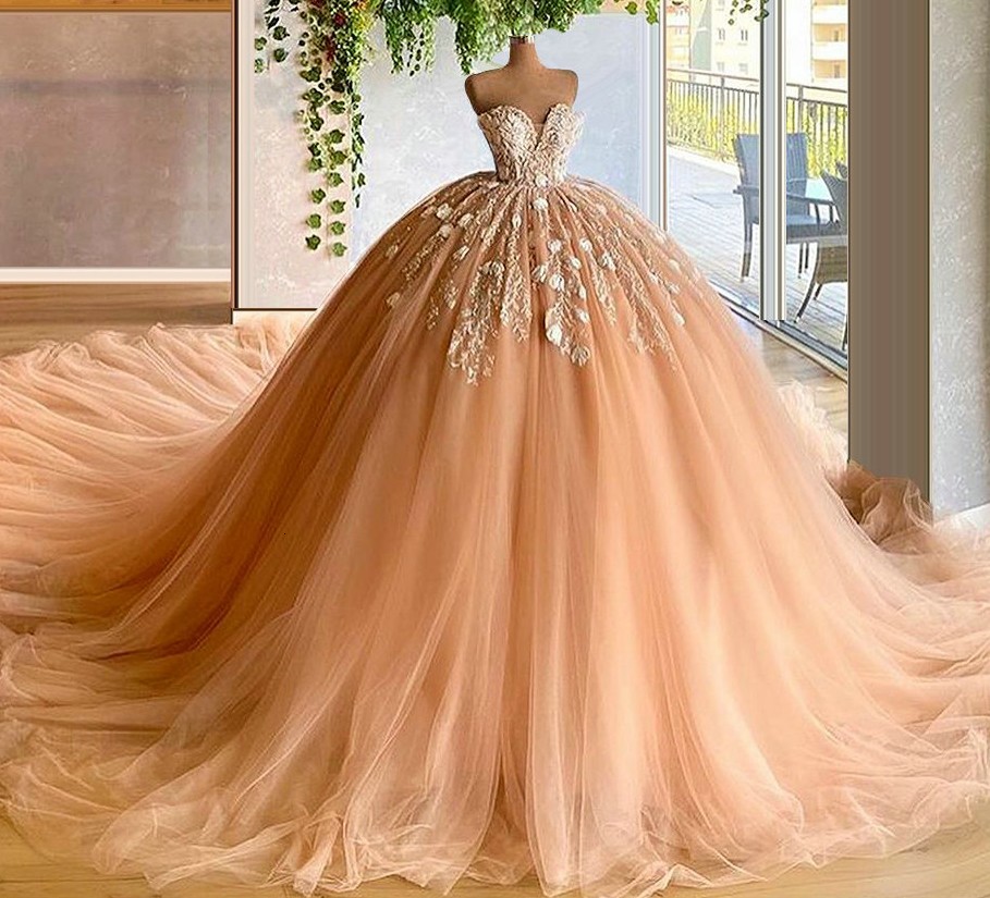 

New 2021 Red Champagne y Ball Gown Wedding Es Sweetheart Applique Flowers Bridal Gowns Vestidos De Noiva Cino, Black
