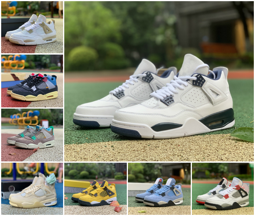 

2021 With Box Jumpman 4 University Blue Sail 4s Mens Basketball Shoes Taupe Haze White Oreo Guava Noir Women Sneakers Trainers Size 36-47, J420