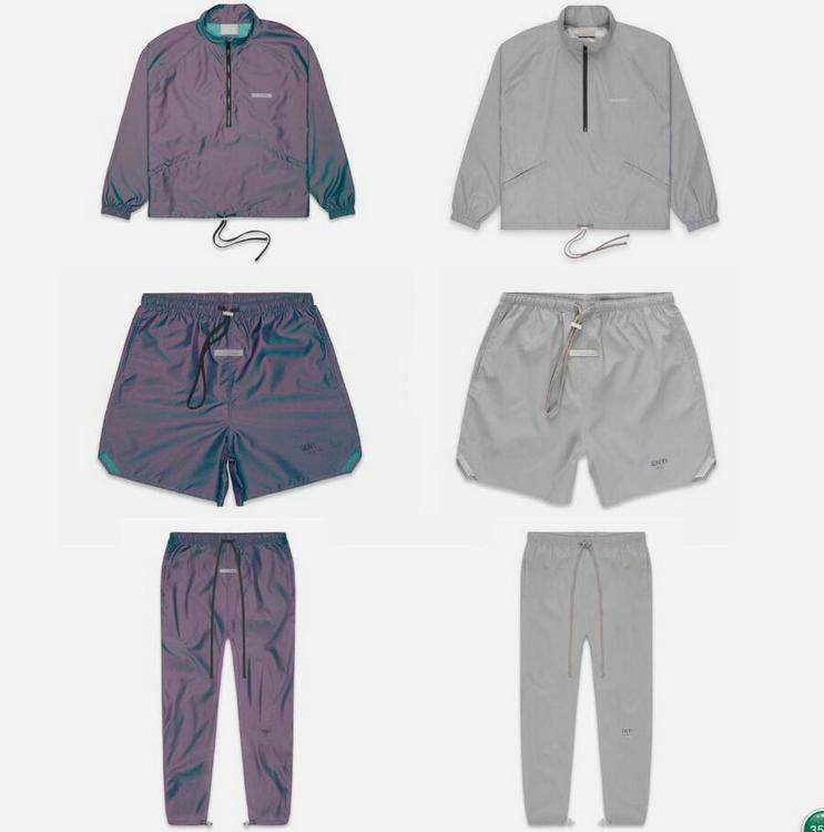 

2021 hotselling Metallic Iridescent Nylon Set Grey Reflective Lightweight Jackets Shorts Pants Top & Bottom Hip Hop Streetwear, Metallic purple shorts