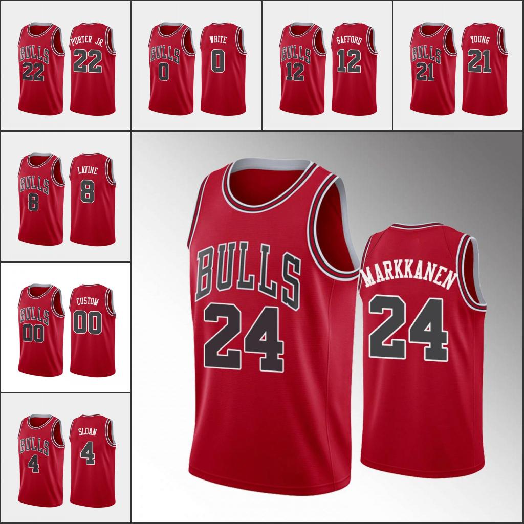 

Chicago Bulls Men Coby White Zach LaVine Jerry Sloan Otto Porter Jr. Thaddeus Young NBA Red Custom Icon Basketball Jersey, Black;red