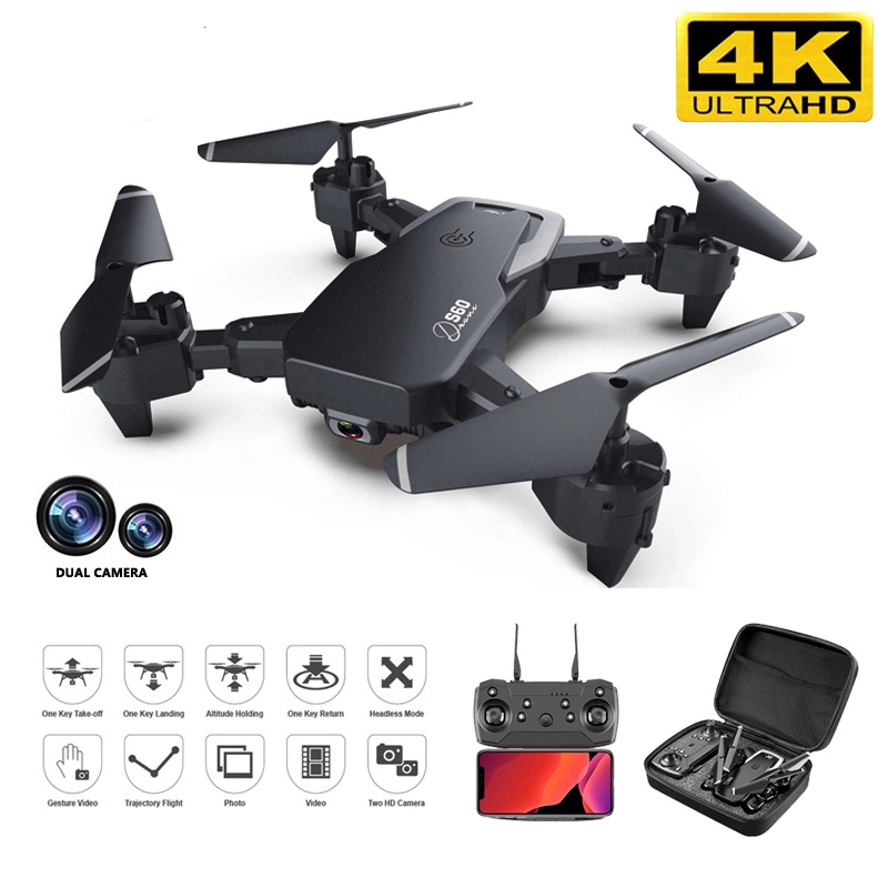 

2020 S60 Drone 4k profession HD Wide Angle Camera Drone Dual Camera Height Keep Drones Camera Helicopter Toys, Black