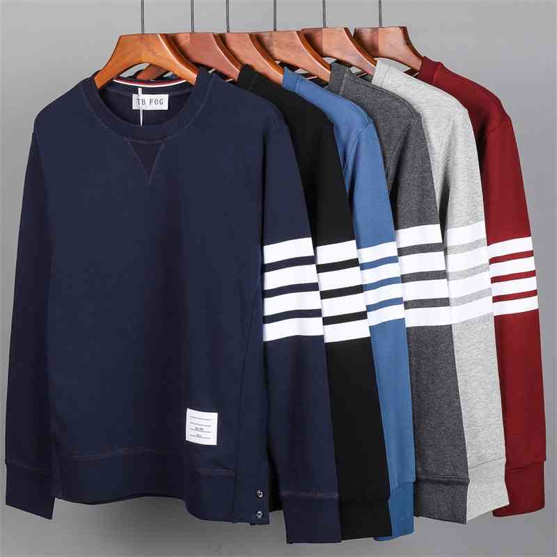 

TB fog autumn trend four bar stripe long sleeve Pullover Sweater couple men's pure cotton casual fashion brand, Black