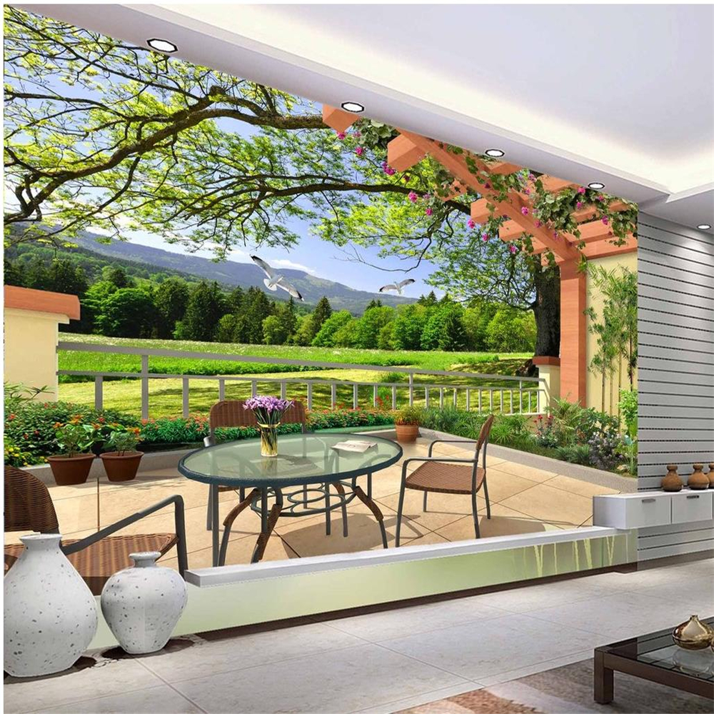 

Stereo 3D Landscape Painting Living Room TV Background Wall murals wallpaper, Green