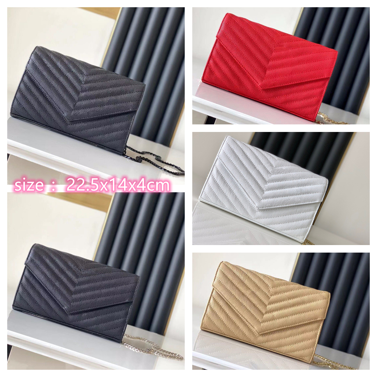 

3A+ Crossbody Shoulder Bags caviar leathers purses Designers handbags Mini Chains Purse wallet High Quality clutch Envelope small ladies purses, Customize