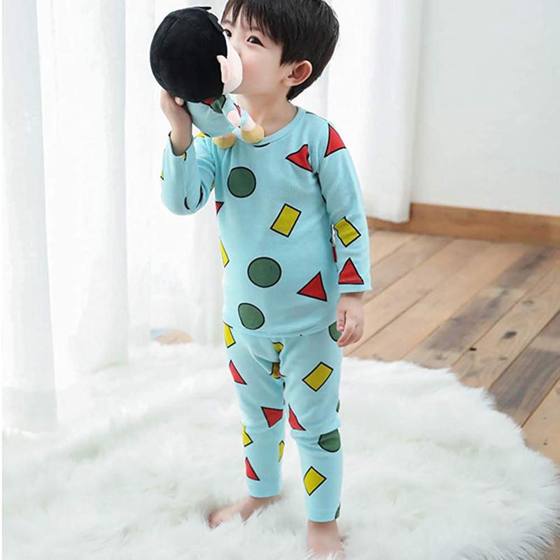 

Geometric Children's Sets Sleepwear Set Infant Kid Baby Boys Cartoon Print Tops Pants Pajamas Sleepwear Christmas Outfit, Sky blue