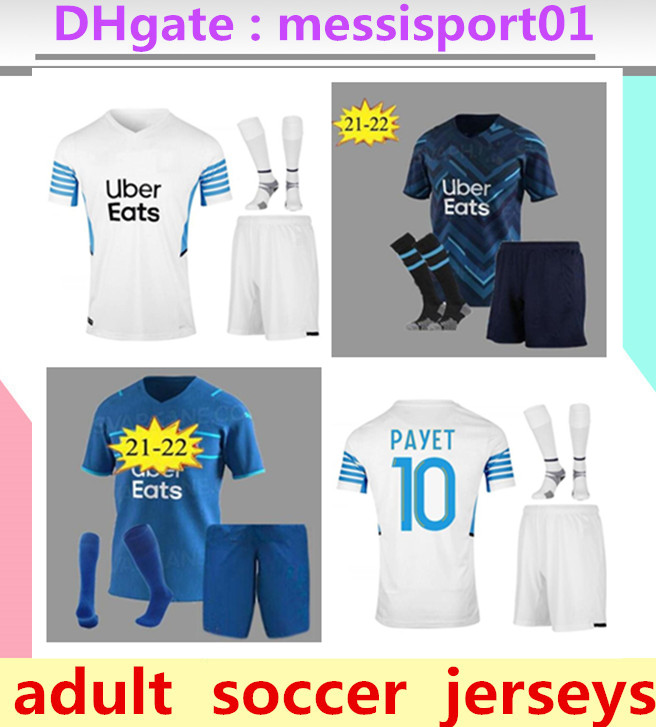 

21/22 Olympique De Marseille soccer jerseys adult 2021 2022 OM MILIK maillot foot BENEDETTO KAMARA football shirt THAUVIN PAYET men kit uniforms, Black