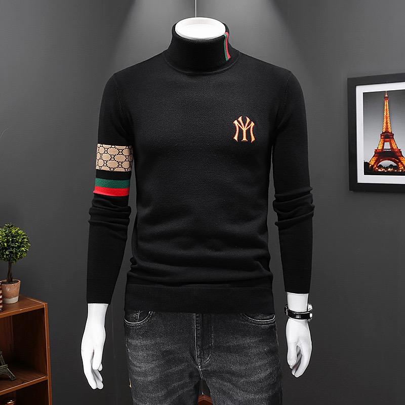 

Men's Sweaters High End Luxury Designer Fashion Brand Knitted Embroidery Neck Sweater 2021 Autumn And Winter Warm Casual Wear, White;black
