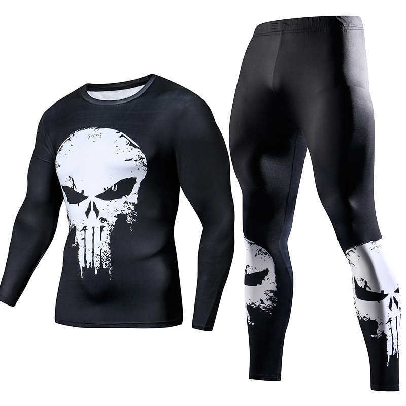 

Men' Compression GYM Training Clothes Suits Workout Superhero Jogging Sportswear Fitness Dry Fit Tracksuit Tights 2pcs / sets X0909, Jst32 jsk38