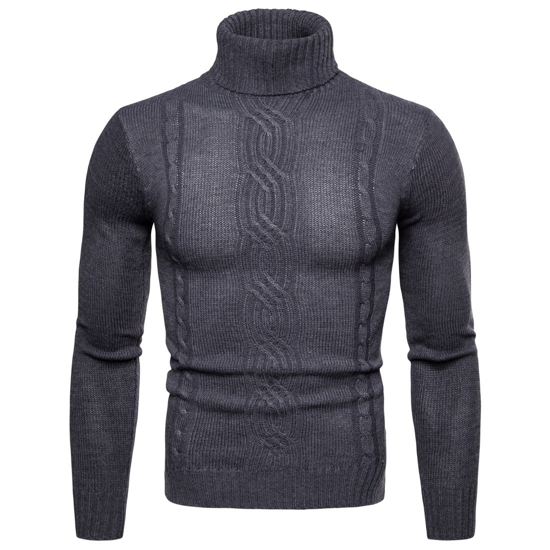 

2021 New Fashion Solid Pullover Winter Man Black Sweater Men Httj, Dark grey