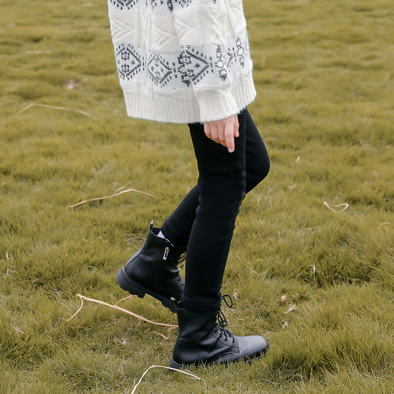 

Girls hundred plus velvet elastic jeans 2021 autumn and winter magic pants children's wear fleece pencil small foot trousers, Blue