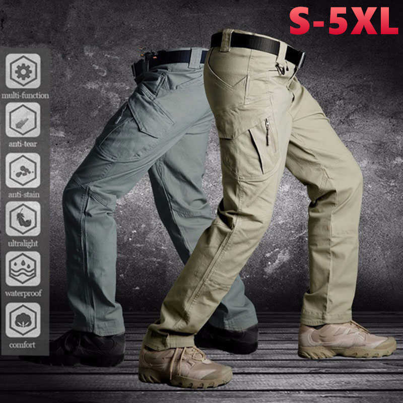 

City Military Tactical Pants Men SWAT Combat Army Trousers Male Slim Many Pockets Waterproof Wear Resistant Casual Cargo Pants 210616, Khaki