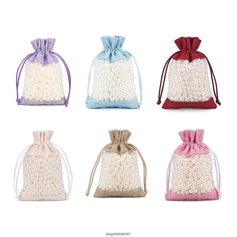 

Gift Wrap Drawstring Bags Set Of 50 Mesh Bag Clear Window Storage Cloth Wrapping Supplies For Candy Jewelry Earring Packing De3