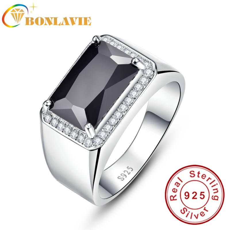 

Cluster Rings Luxury 6.8ct Black Spinel Male Ring Vintage Genuine 925 Silver Men Fine Jewelry S925 Big Size Bijoux With Gift Box