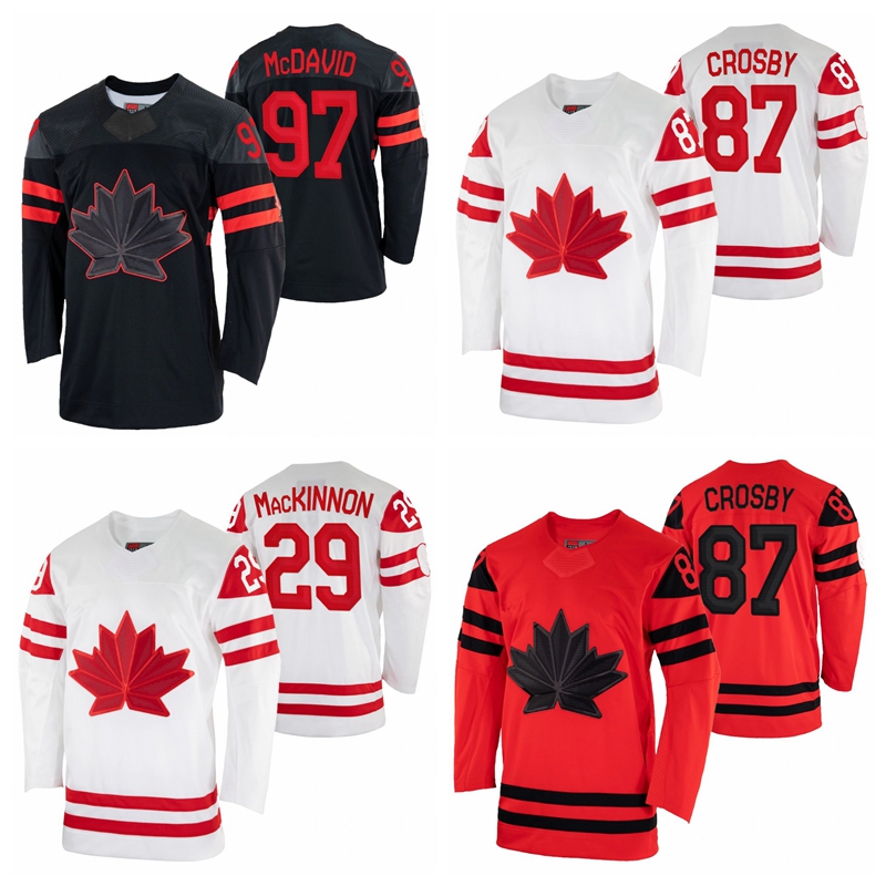 

97 Connor McDavid Team Canada 2022 Winter Olympics Hockey Jersey 87 Sidney Crosby 27 Alex Pietrangelo Nathan MacKinnon John Tavares Mitch Marner Patrice 1211, White