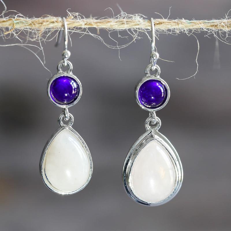 

Dangle & Chandelier Fashion White Opal Crochet Earrings For Women Purple Resin Drop Jewelry 2021 Men Charm Gift Wholesale D487