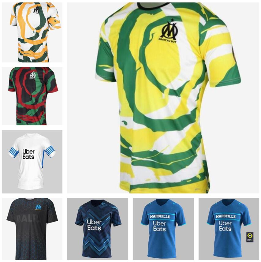 

Marseille Soccer jerseys Olympique de milik OM Africa 2021 2022 Maillot foot PAYET THAUVIN BENEDETTO MEN KIDS kit fourth football shirt fans version, Black;yellow