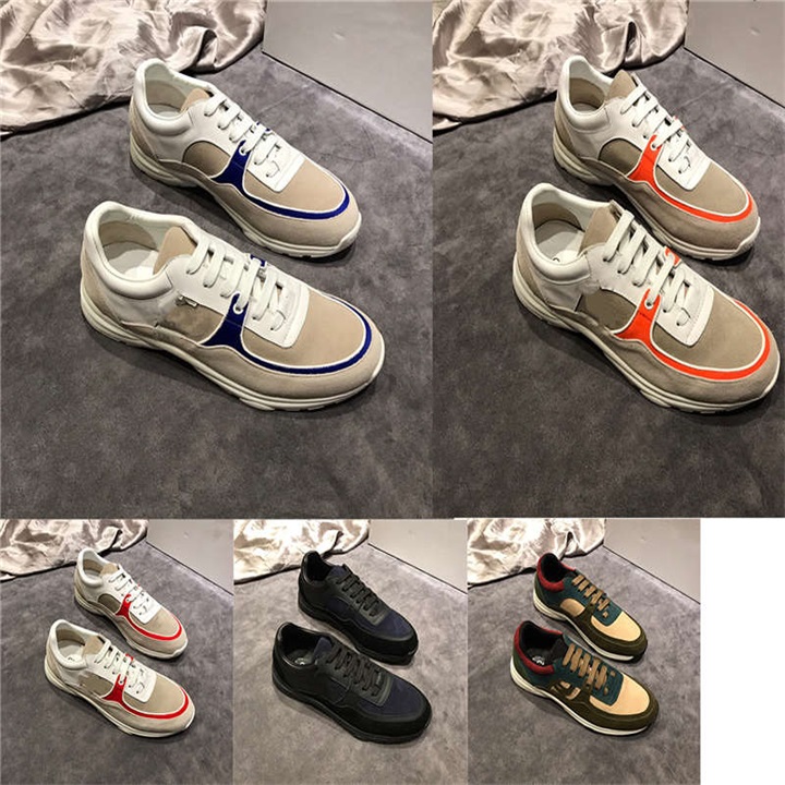 

Luxury Designer Man Casual Shoes Leahter Patchwork Sneakers Sports Shoe Top Quality Reasonable Price With Box EU38-44, Black