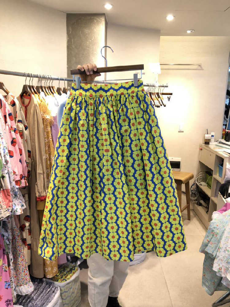 

Summer Fashion All Match Loose Floral Print Zipper A Line Prairie Chic Skirt Women 210615, Yellow