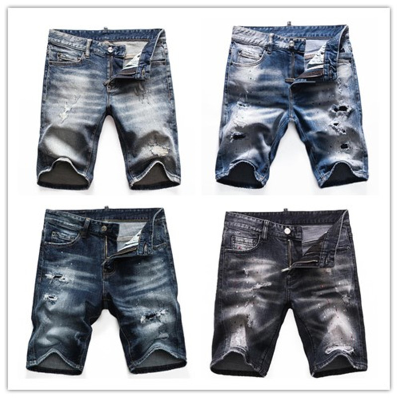 

2021 mens shorts straighthole jeans casual jeans blue cotton summer mens pants style hiphop pants 3691 shorts, White;black