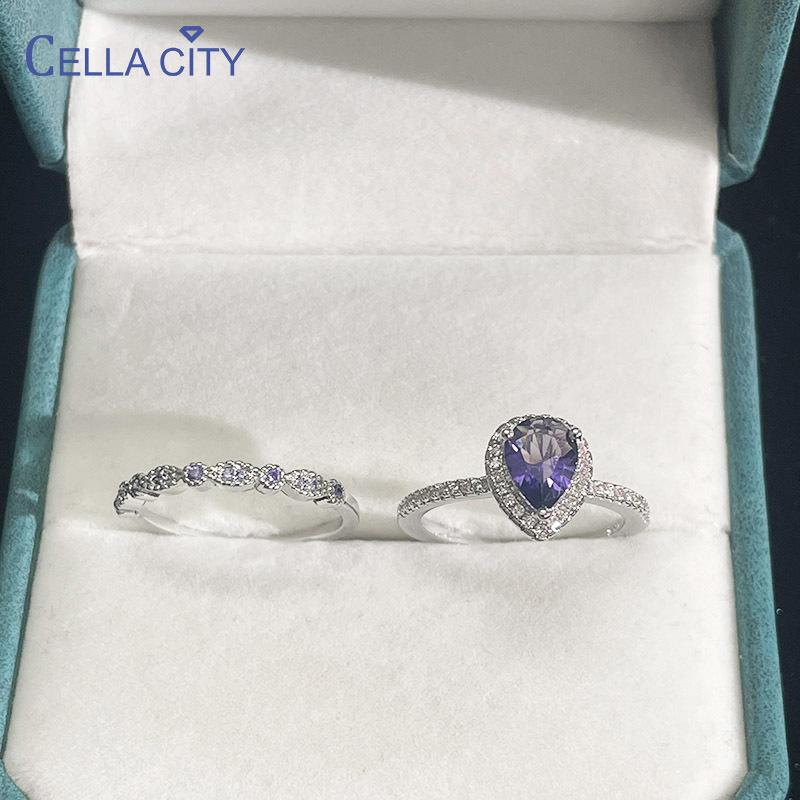 

Cluster Rings Cellacity Classic 925 Sterling Silver For Charm Lady With Water Drop Shape Amethy Gemstone Wedding Party Wholesale Gift, Golden;silver