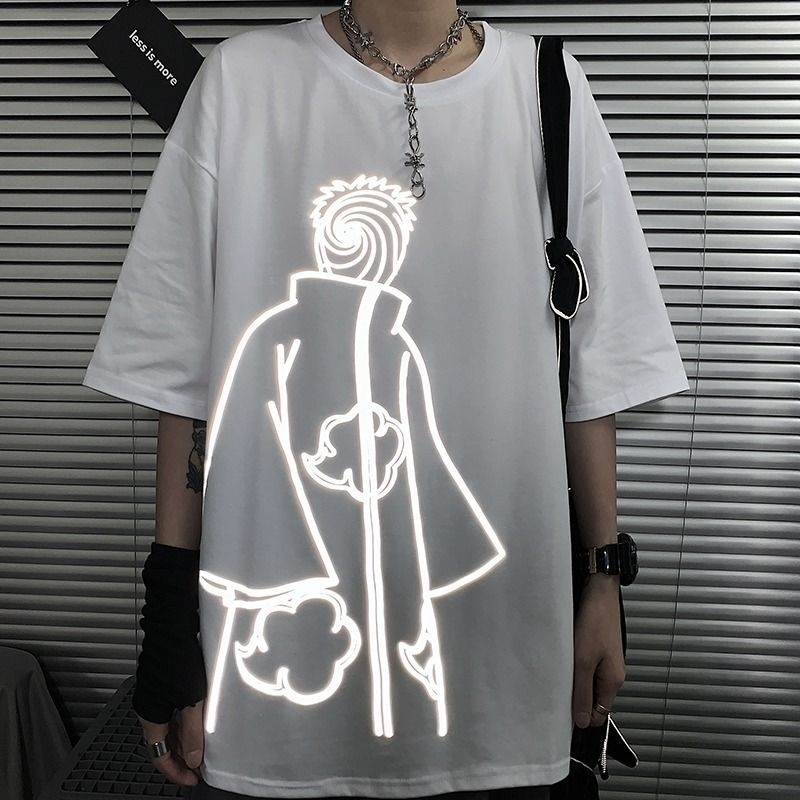 

Naruto Tshirt Streetwear Men Summer Amine Cotton Harajuku T-shirt Casual Cartoon Tops Funny Japan Reflective Tshirt Streetwear 210315