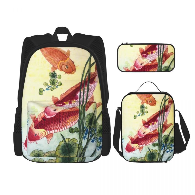 

Backpack 3 Set 2021 Japanese Painting Traditional Season Shoulder Bags School Bag Mochilas Student, Black