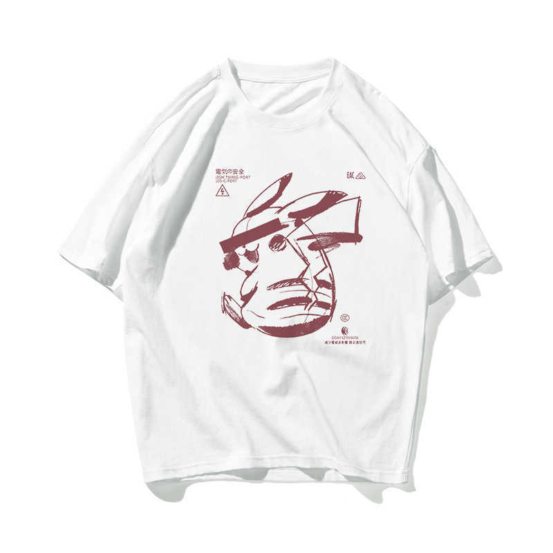 

Cartoon Totoro Hip Hop Oversize T Shirt Summer Men Streetwear Harajuku Tshirt Short Sleeve Cotton Loose HipHop T-Shirt Couple 210603, White