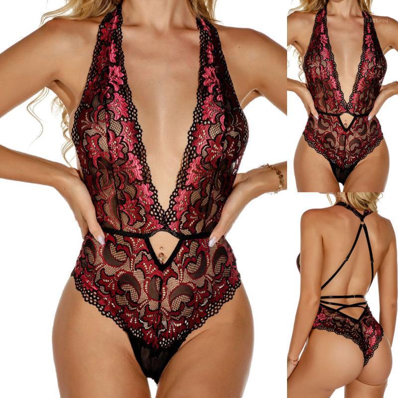 

Women V-Neck Wireless Bra Sexy Underwear G-String Garter Set Black Lingerie Nightdress Babydoll Nightwear Thong Mujer Camisoles & Tanks, Red