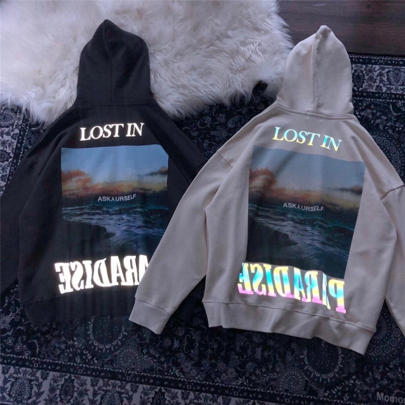

2021 New Reflective Askyurself Hoodie Top Version Pullovers Vintage Lost in Paradise Sweatshirts Men Clothing Yfot