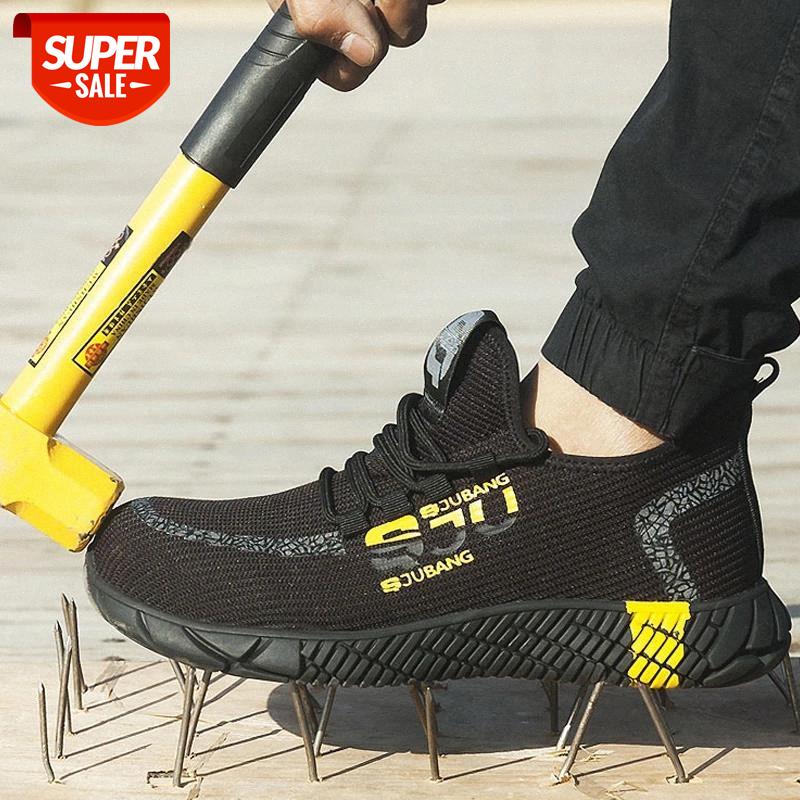 

Autumn 2020 New Safety Shoes Light Mesh Work Lace-Up Indestructible Steel Toe Shoes for Males Men's Plus Size 48 #mt5T