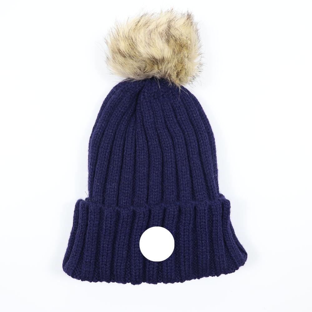 

Wholesale High Quality Winter Caps Hats Women And Men Beanies With Real Raccoon Fur Pompoms Warm Girl Cap Snapback Pompon Beanie, Blue;gray