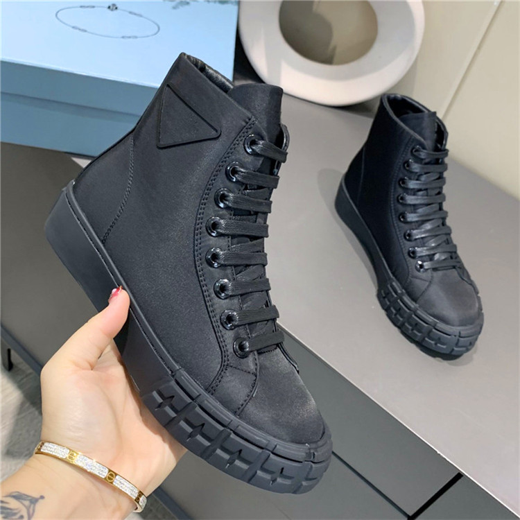 

Designer Wheel Cassetta Casual Shoes Re-nylon Canvas Shoe Women High Top Flat Sneakers Cotton Fabric Runner Gabardine Platform Trainers With Box, 10