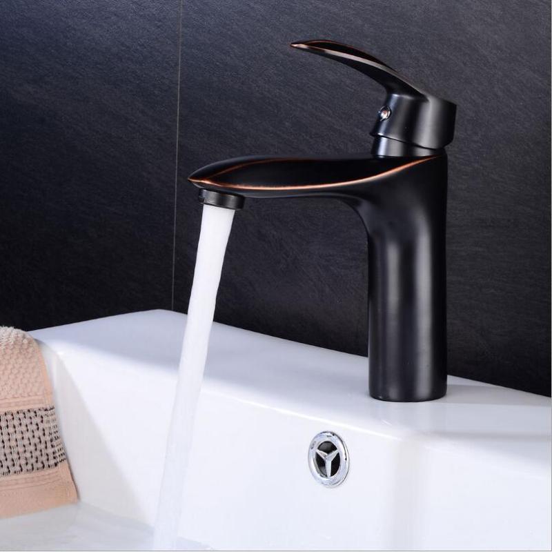 

Bathroom Sink Faucets European Style Black Retro Brushed Basin Faucet Brass Deck Installation Single Handle Cold And Water Mixer Tap