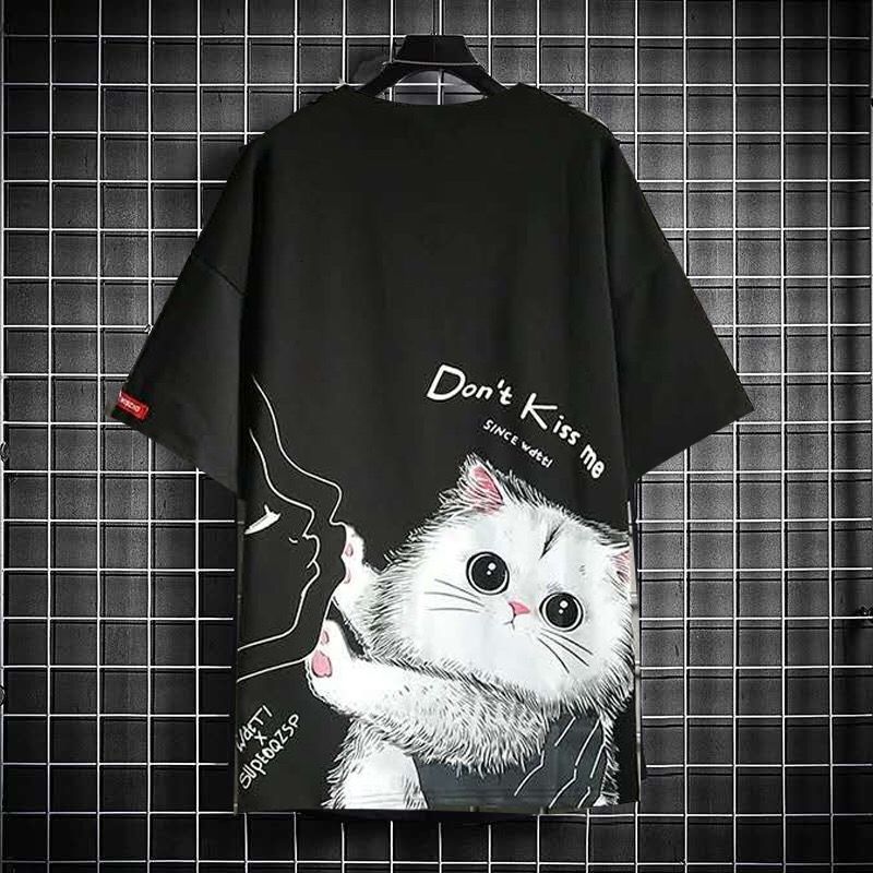 

2021 New Preto Gato t Camisa Dos Homens Japons Bonito Camiseta Harajuku Streetwear Tshirt Casual Manga Curta Vero Engraado Topos Tshirts Mas