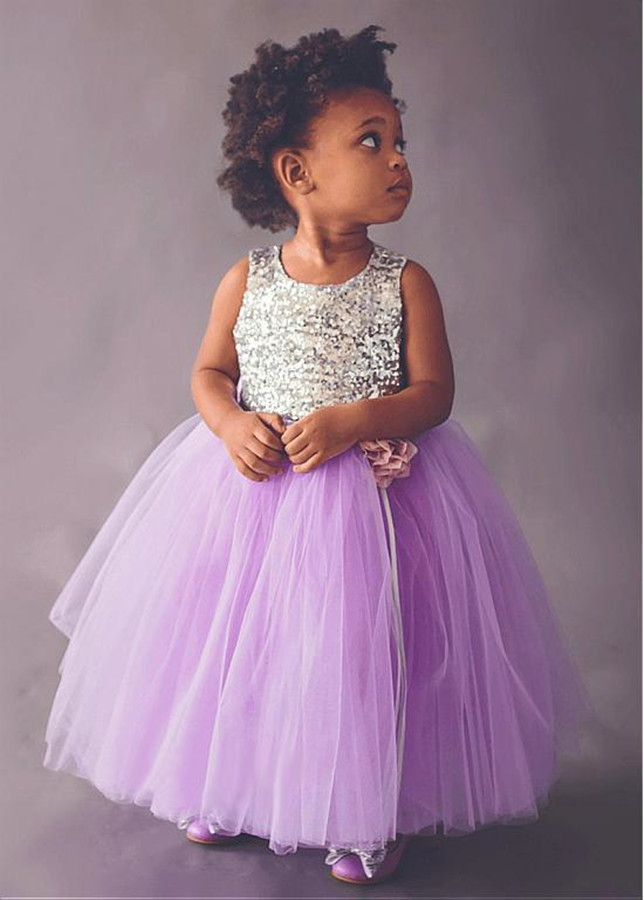 

Sequins Top Flower Girls' Dresses for Weddings Criss Cross Back Bow Kids Formal Party Wear Tulle Princess Communion Dress, Pink