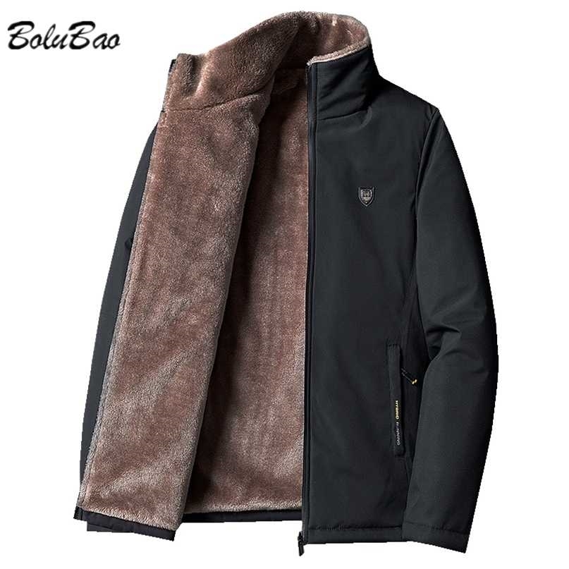 

BOLUBAO Men's Fleece Jackets Warm Thick Windbreaker High Quality Fur Collar Coat Plus Size -8XL Brand Fashion Winter Parka Male 211110, Black