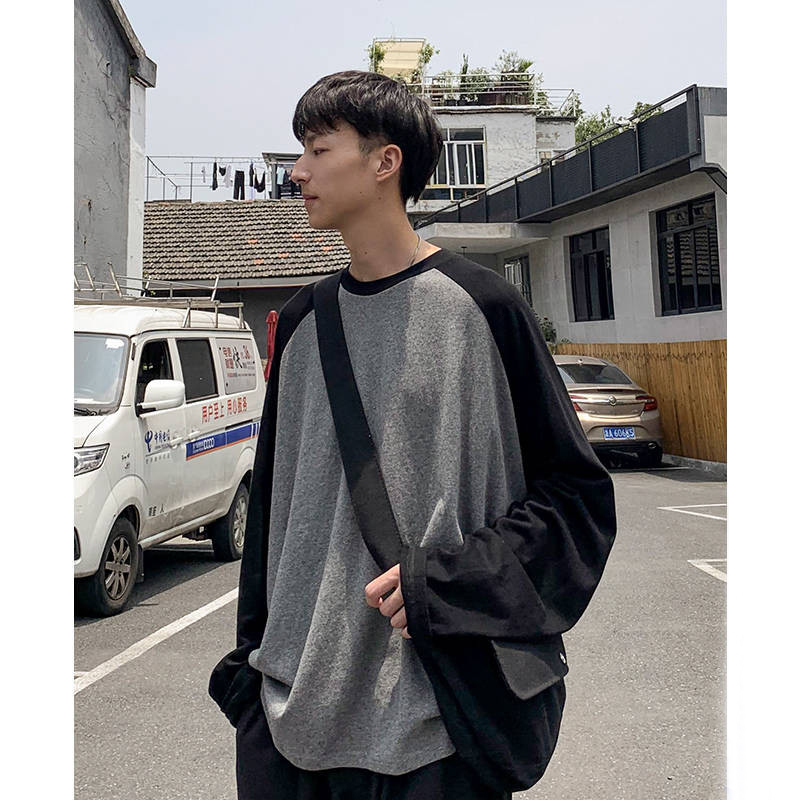 

2021 New Harajuku Streetwear Hip Hop Outono T-shirt Dos Homens Casual Patchwork Camiseta De Manga Longa Solta Shirt Engraado Japo t Q4qb