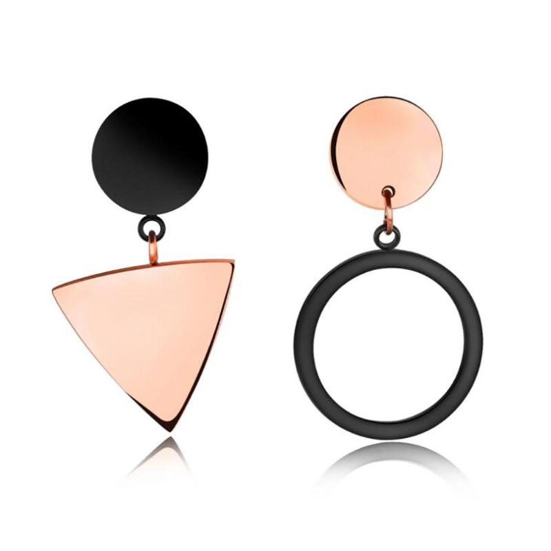 

Dangle & Chandelier Stainless Steel Black Rose Gold Geometric Triangle Women Drop Earrings Minimalism Simple Ladies Gift For Him