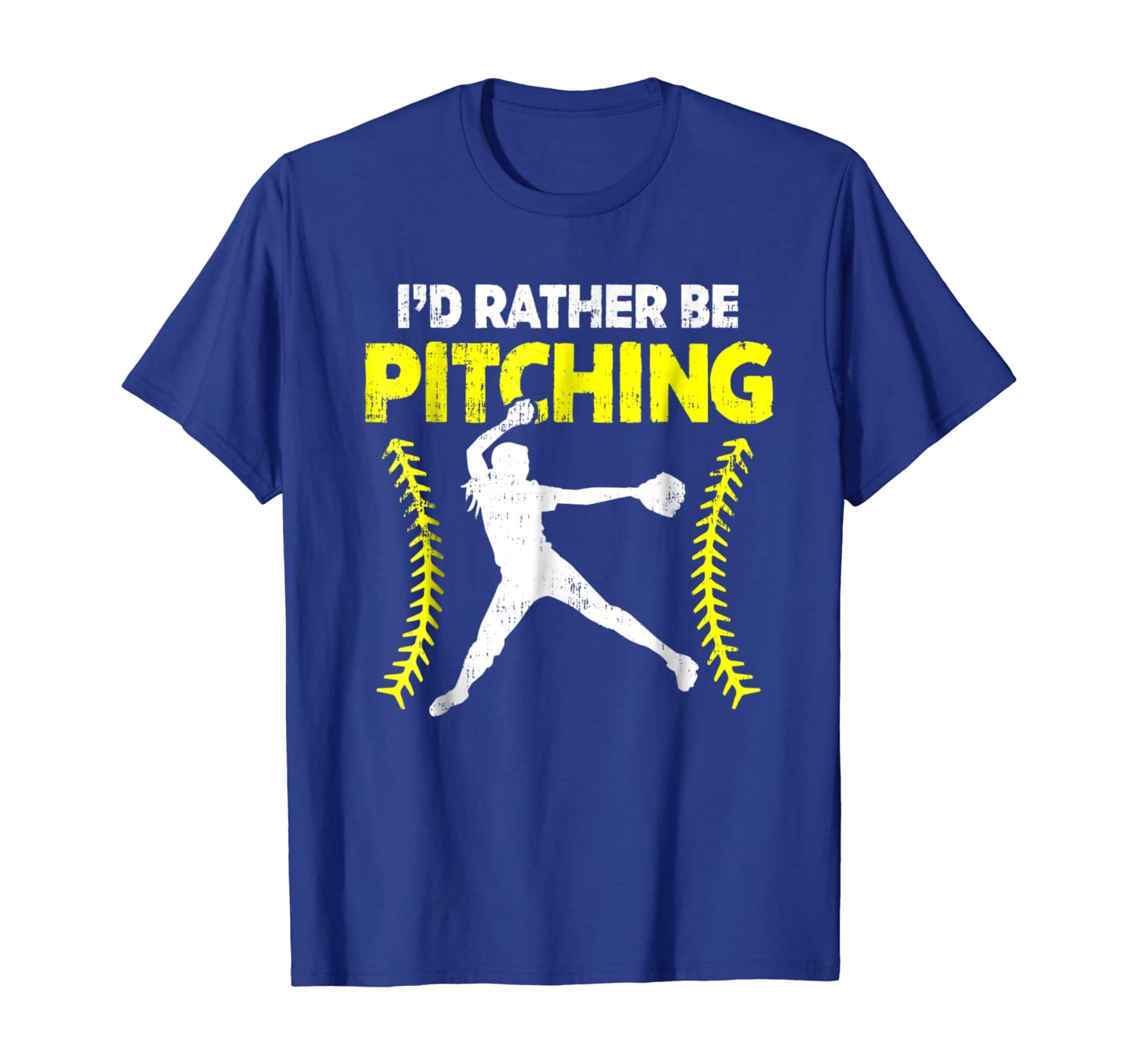 

I'd Rather Be Pitching Softball T-Shirt For Pitcher Girls, White;black