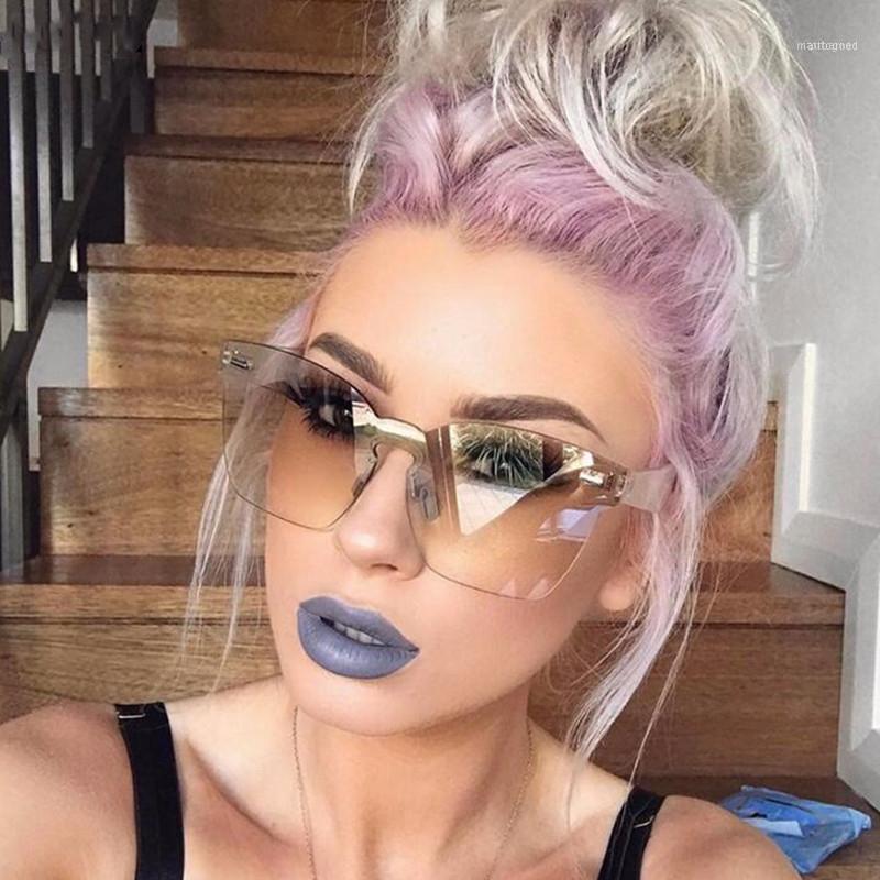 

Sunglasses Rimless Square Women 2021 Fashion Oversized Eyeglasses Trendy Ladies Outdoor Personality Sun Glasses UV4001