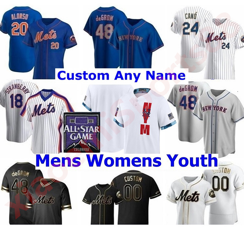 

NY Men Women youth Mets 2021 All-Star Game Baseball Jerseys 20 Pete Alonso 48 Jacob deGrom Darryl Strawberry Keith Hernandez Dwight Gooden Piazza, As shown in illustration