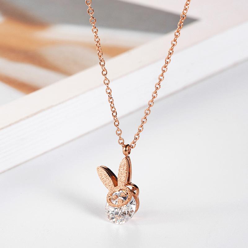 

Pendant Necklaces Stainless Steel Choker Necklace Female Rose Gold Women's Charm With Cubic Zircon Collier Femme Jewelry