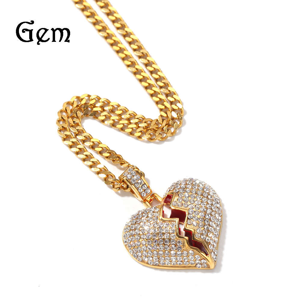 

Hip hop stainless steel diamond heartbreak Pendant Heart fashion jewelry